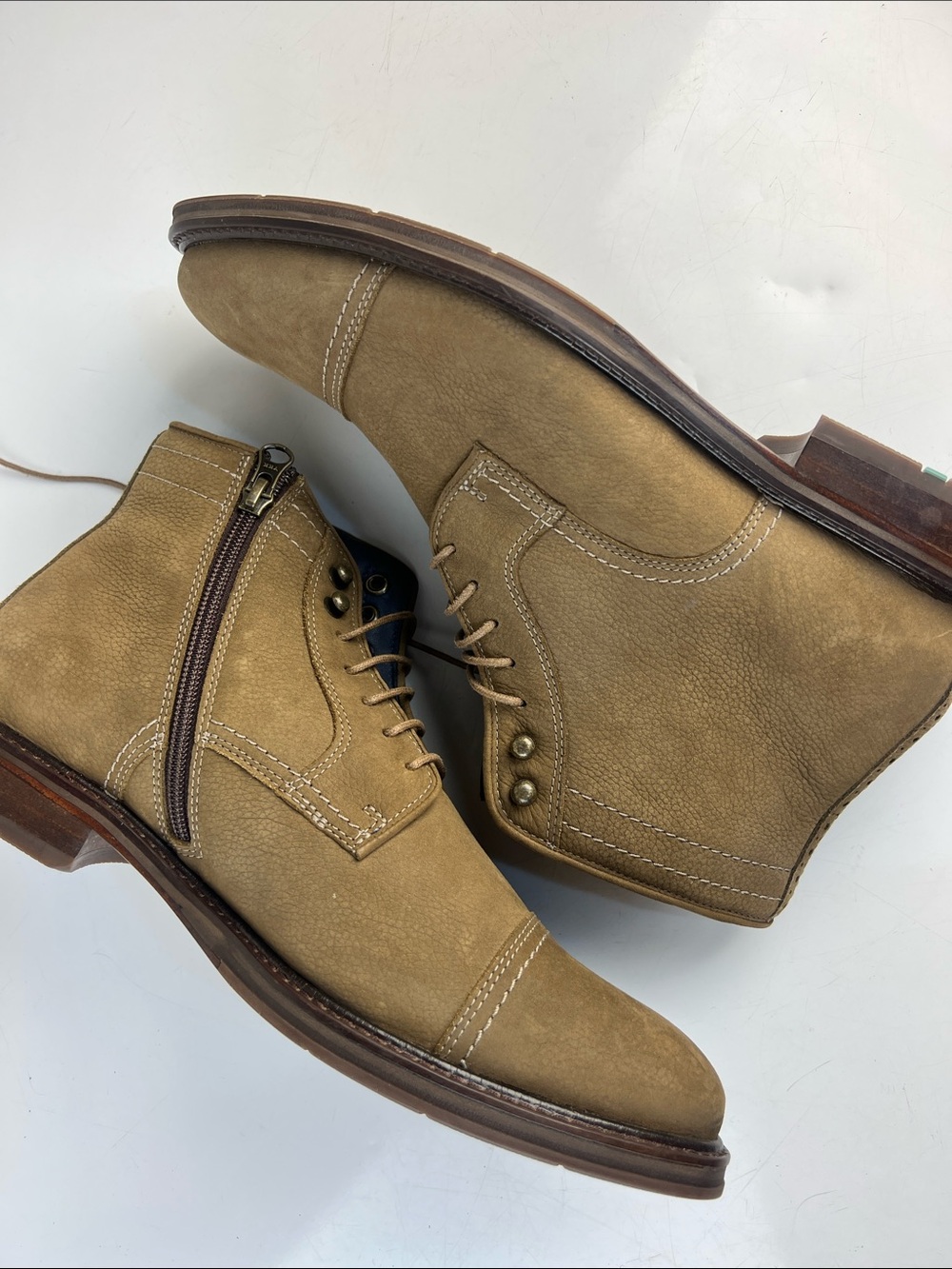 Johnston & Murphy Men's Tan Suede Chukka Boots with Side Zip